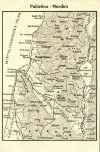 israel palestine, Map of the North of Palestine (1920s) Postcard