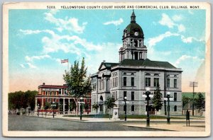 Billings Montana 1930s Postcard Yellowstone County Court House Commercial Club