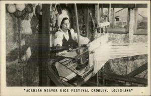 Crowley LA Acadian Weaver Rice Festival Weaving Loom Real Photo Postcard