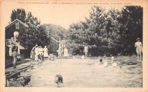 POOL & BUNGALOW GIRL'S FRIENDLY HOUSE CANAAN CONNECTICUT POSTCARD (c. 1920s)