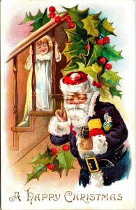 Vintage J. Ottomann Santa Claus Purple Robe Christmas Postcard (SALESMAN SAMPLE)