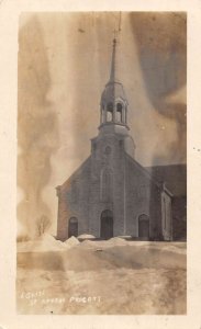 Quebec Canada St Anne de Prescott Church in Winter Real Photo Postcard AA37868