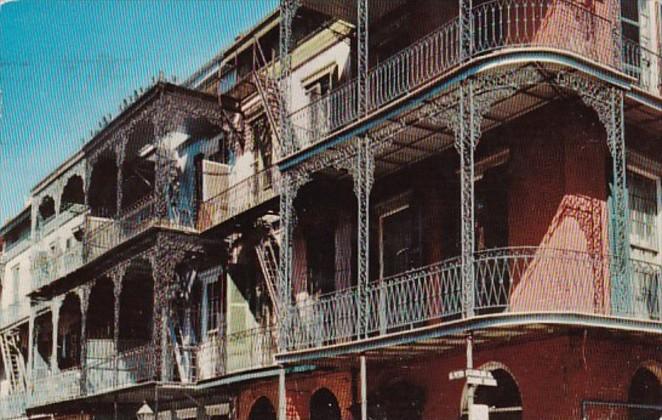 Louisiana New Orleans Lace Balconies St Peter Street 1956