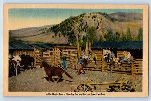 In The Dude Ranch Country Served By Northwest Airlines Vintage Postcard