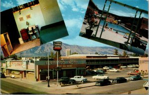 Vtg Tucson AZ Flamingo Hotel Old Cars Swimming Pool Room Interior TV Postcard