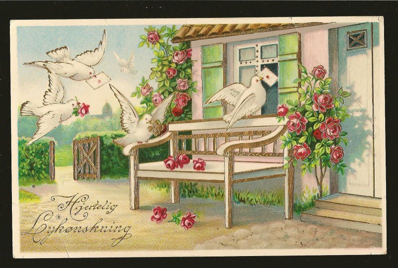 Dated 1915 Bergen Norway Embossed Color Christmas Postcard