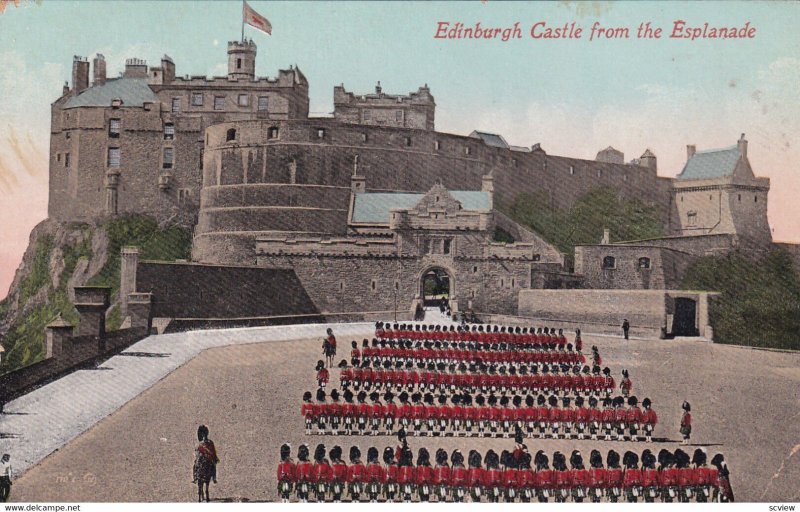EDINBURGH, Scotland, 1900-1910s; Edingburgh Castle From The Esplanade, Guards
