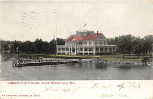 Lake Winnebago Wisconsin 1906 Postcrd Oshkosh Yacht Club