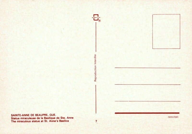 Canada Postcard - Quebec - Ste-Anne De Beaupre - Statue RR9337