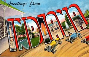 Greetings From Indiana Large Letter Linen