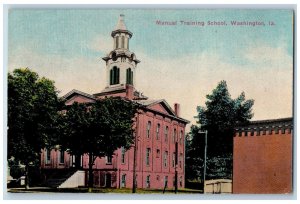 c1910's Manual Training School Building Tower Washington Iowa Antique Postcard
