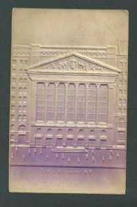 1911 Post Card NYC Stock Exchange Purple & Beige Airbrushed Embossed