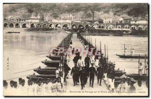 Old Postcard Army Vienna bypass Maneuvers on the Rhone by regiments of Genie ...