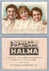 VICTORIAN TRADE CARD POPULAR GAME HALMA H.SCHOCK ALLENTOWN PA antique
