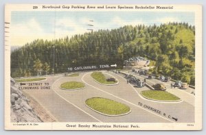 Great Smoky Mountains National Park~Newfound Gap Parking Area~Linen Postcard