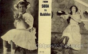 From Soda to Bubbles Woman Unused close to perfect corners, yellowing on back...