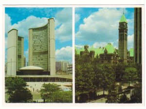 New City Hall, Old City Hall, Toronto, Ontario, Chrome Split View Postcard #1