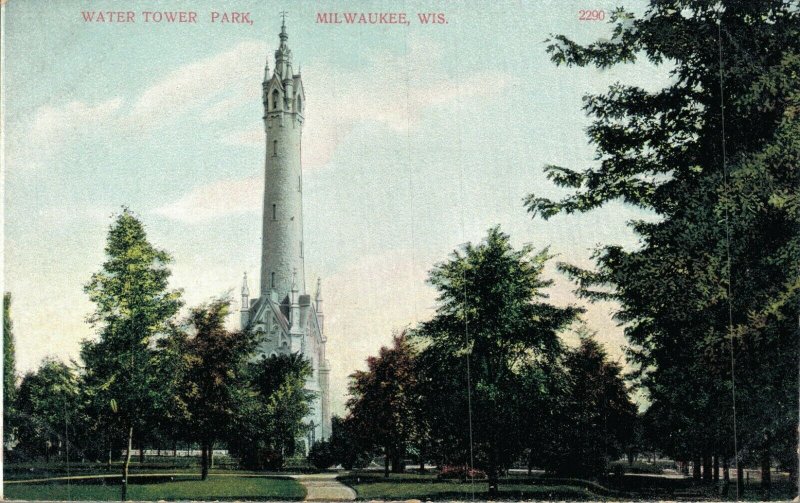 USA Water Tower Park Milwaukee Wisconsin Vintage Postcard 07.86 
