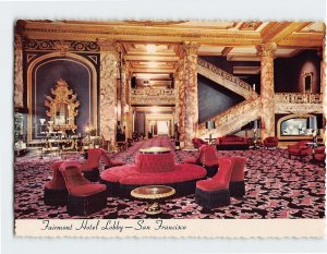 Postcard Fairmont Hotel Lobby San Francisco California USA