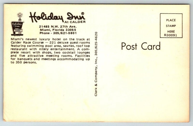 Miami  Florida  Holiday  Inn at Calder    Postcard
