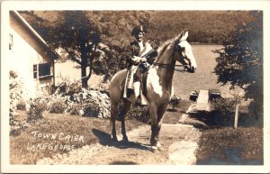 RPPC, Town Crier on Horseback, Lake George NY Vintage Postcard Y73
