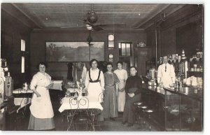 RPPC Soda Fountain Interior Diner Restaurant Drugstore Bar 1910s Antique Photo