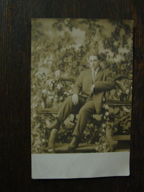 Portland OR Man in Suit at Washington St Entrance to City Park Cal Calvert RPPC