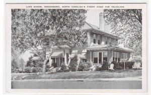Lake Manor Greensboro North Carolina linen postcard