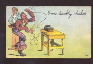 TERRIBLY SHOCKED BLACK AMERICANA BLACK MAN VINTAGE COMIC POSTCARD VALERIA