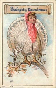 Thanksgiving Fantasy Turkey with Little Boy's Face c1910 Vintage Postcard