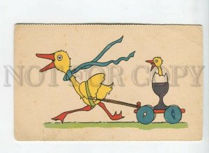 438344 ART DECO Dressed DUCK in Egg EASTER Vintage postcard TSN