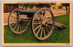 Vtg Athens Georgia GA Doube Barreled Cannon Hancock & College Avenue Postcard