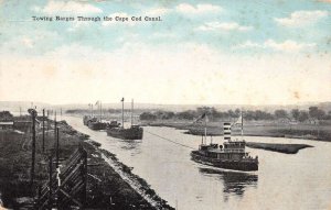 Cape Cod Canal Massachusetts Towing Barges Vintage Postcard AA66233