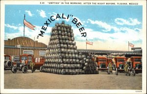 Mexicali Beer Empties Kegs Delivery Trucks Tijuana Mexico Postcard c1920