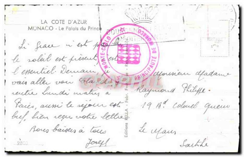 Modern Postcard Monaco The Prince's Palace