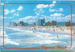 postcard VA - Virginia Beach - beach scene, shoreline view