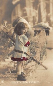 Hearty X-Mas Wishes Toy Doll Writing on back real photo