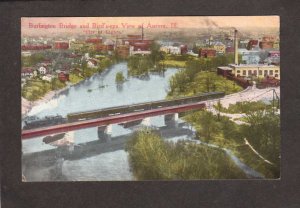 IL Burlington Bridge Railroad Train Aurora Illinois Vintage Postcard