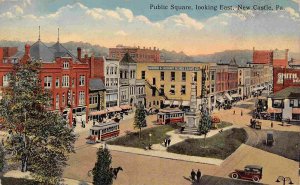Public Square Looking East New Castle Pennsylvania 1918 postcard