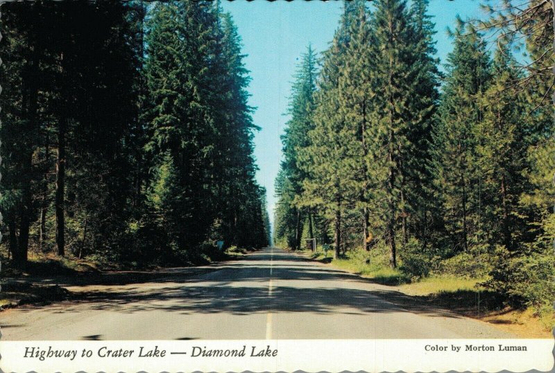 USA Highway to Crater Lake Diamond Lake Oregon Vintage Postcard BS.06