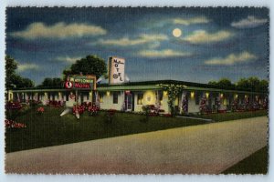 St Augustine Florida FL Postcard Mayflower Motel Night Moonlight Exterior 1940