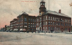 Vintage Postcard 1910's Union Street Historical Landmarks Olean New York NY