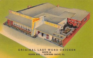 Downers Grove Illinois Original Last Word Chicken Restaurant Postcard AA65127