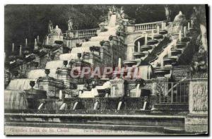 Postcard Old Fountains Of St Cloud upper part of the waterfall