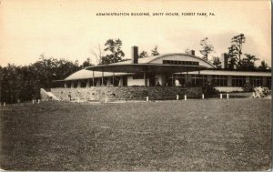 Administration Building Unity House Forest Park PA Pennsylvania BW Postcard UNP 