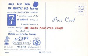 Advertising Postcard, DeClerq Children's Studio Promo, Binghamton New York
