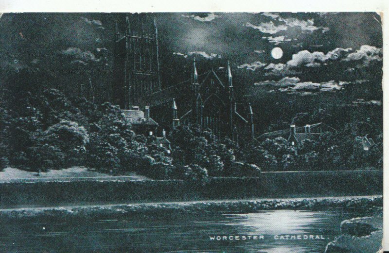 Worcestershire Postcard - Worcester Cathedral by Night - Ref TZ6750