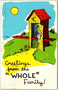 VINTAGE POSTCARD GREETINGS FROM THE WHOLE FAMILY HUMOR POSTED 1974
