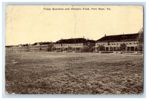 1911 Troop Quarters and Athletic Field Fort Myer Virginia VA Posted Postcard