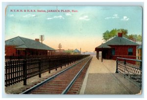 c1914 NYNH & HRR Station, Jamaica Plain, Massachusetts MA Cancel Postcard